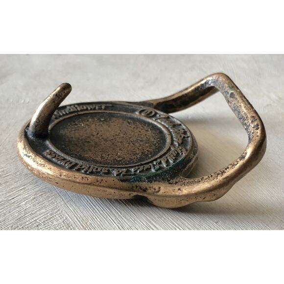 Vintage 1974 Solid Brass Belt Buckle Windflower Hippie Boho Tech Ether Guild - Picture 9 of 10